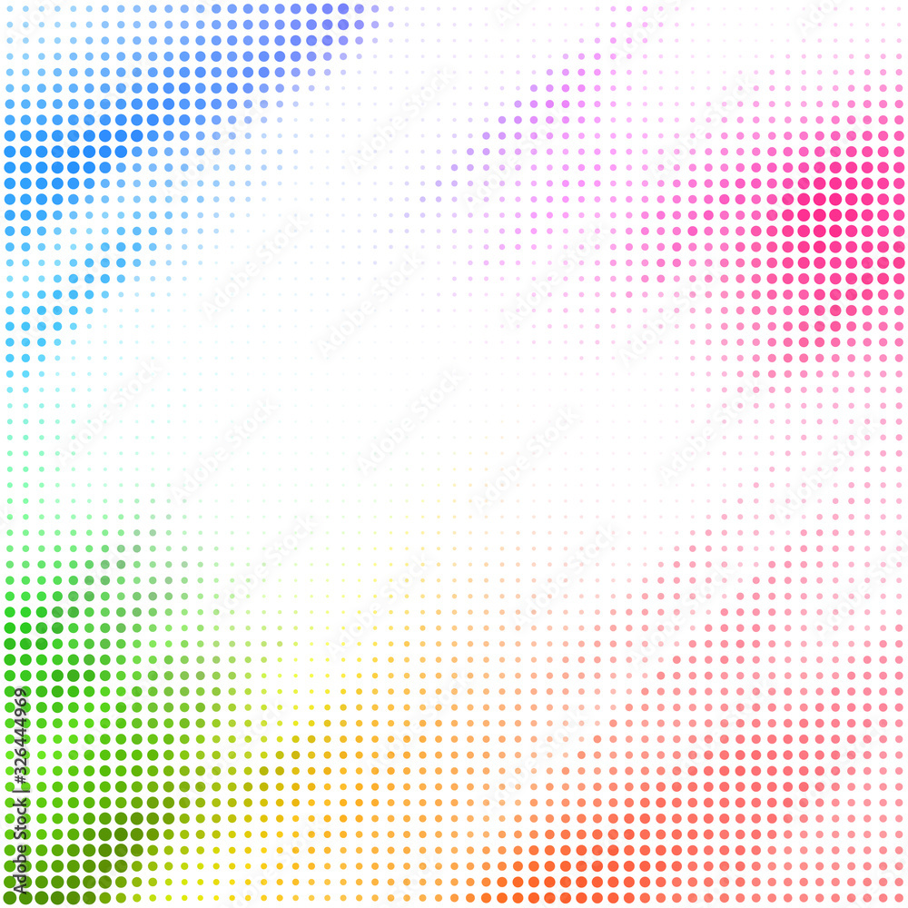 Poster Multicolor dotted pattern with halftone effect. Colorful background