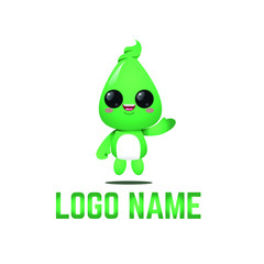 funny green monster mascot logo