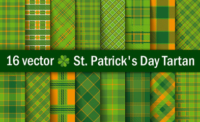 Set Tartan  Seamless Pattern  Background to St. Patrick's Day. Vector Illustration