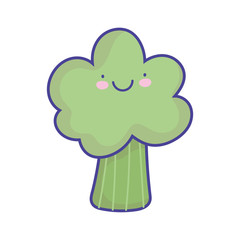 happy broccoli vegetable cartoon food cute flat style icon