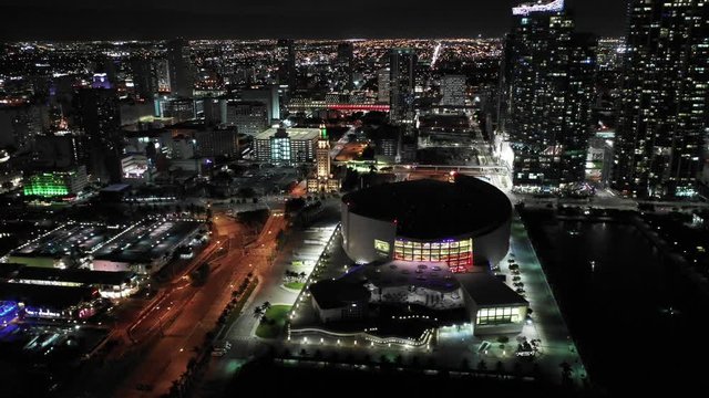 Beautiful glowing city lights of Miami