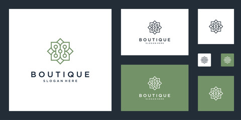 Simple and elegant floral monogram design template, elegant line art logo design, vector illustration