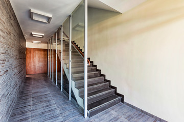 Photo of modern staircase in rental apartment business