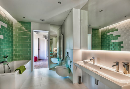 Photo of luxurious bathroom in apartment