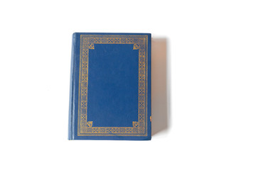Single blue book isolated on white background