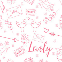 Seamless pattern. Valentine's Day. Background for Valentine's Day. Vector drawing. 