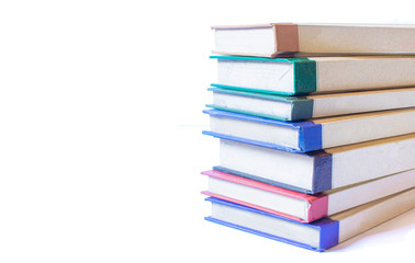 Colorful books isolated on white background