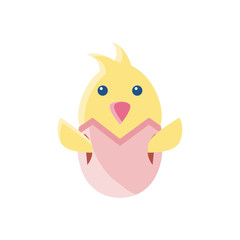 egg with little chicken, flat style icon