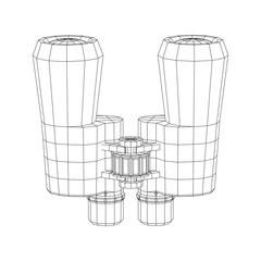 Abstract image of a binoculars. Searching or business vision concept. Wireframe low poly mesh vector illustration