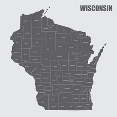 Wisconsin counties map