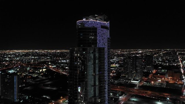 Night aerial Paramount Worldcenter Miami 4k