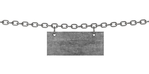 chain with a metal plate. 3d illustration
