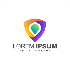 awesome shield gradient logo design