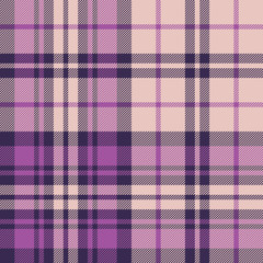 Plaid pattern seamless texture. Purple and pink bright tartan check plaid background for flannel shirt, blanket, throw, duvet cover, or other modern spring, summer, autumn textile design.