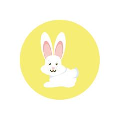 cute rabbit icon, block style design