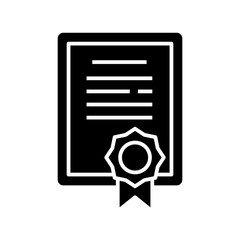 Certificate black icon, concept illustration, vector flat symbol, glyph sign.