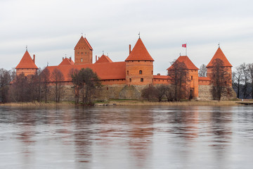 Naklejka na ściany i meble Trakai Island Castle at cold season.