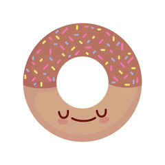 sweet chocolate donut with chips cartoon food cute line and fill style