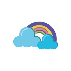 clouds and rainbow icon, flat style icon