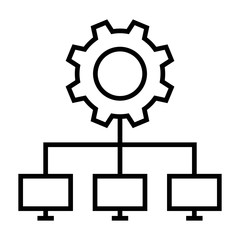 Computer network settings icon. Network maintenance, network configuration signs. Connection symbol with gear, cog icon illustration for perfect website deisgns.