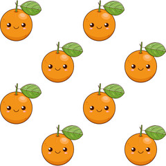Cute cartoon oranges, seamless vector wallpaper in chequerwise