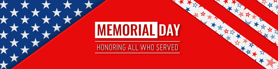 Memorial day vector design. Honoring all who served banner for the memorial day. Remember and Honor.