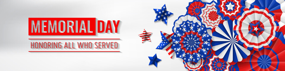 Obraz premium Memorial day vector design. Honoring all who served banner for the memorial day. Remember and Honor.