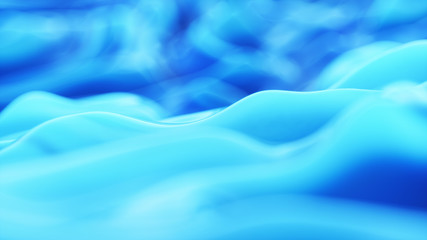 Abstract background closeup, wavy fluid ink aqua blue with depth of field