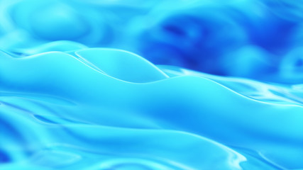 Abstract background closeup, wavy fluid ink aqua blue with depth of field