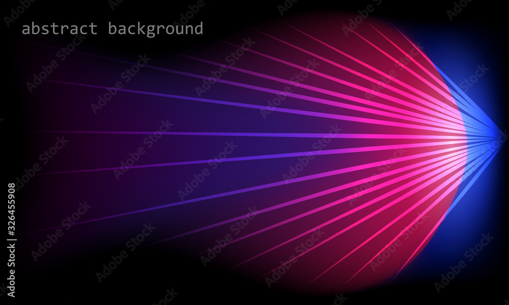 Poster Comet concept with rays on dark background