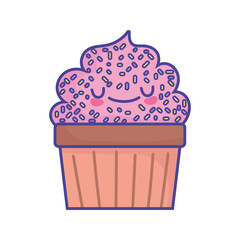 sweet cupcake with sprinkles grainy food cute flat style icon