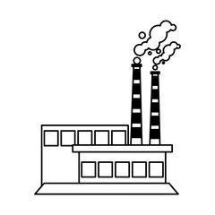 factory with smoke clouds on white background