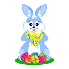 Obraz premium Happy Easter. The colored eggs are multicolored. Text. Illustration