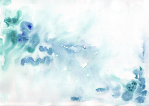 Watercolor blue green abstract background
