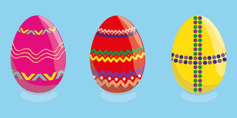 Easter egg, background template with beautiful colorful spring eggs. illustration.