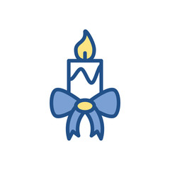 candle with decorative bow icon, colorful and line style design