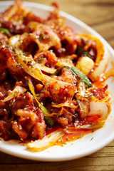 Korean spicy grilled meat and vegetable 