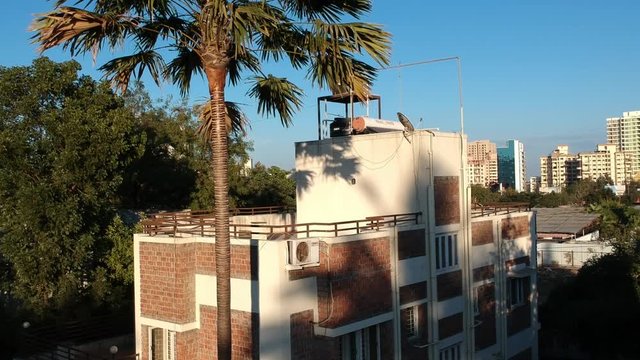 Residential Real Estate, Property, Lifestyle & living in an urban community in India city, Maharashtra - aerial drone footage