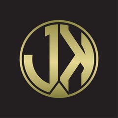 JK Logo monogram circle with piece ribbon style on gold colors