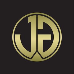 JG Logo monogram circle with piece ribbon style on gold colors