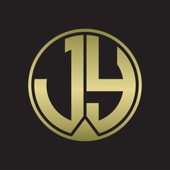 JY Logo monogram circle with piece ribbon style on gold colors