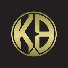 KB Logo monogram circle with piece ribbon style on gold colors