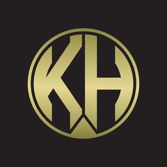 KH Logo monogram circle with piece ribbon style on gold colors