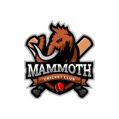 Mammoth head mascot logo for the Cricket team logo. vector illustration. can be used for your team logo. printed on t-shirts and so on.