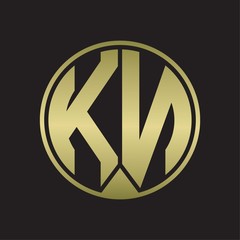 KN Logo monogram circle with piece ribbon style on gold colors