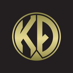 KQ Logo monogram circle with piece ribbon style on gold colors
