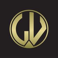 LV Logo monogram circle with piece ribbon style on gold colors