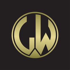 LW Logo monogram circle with piece ribbon style on gold colors