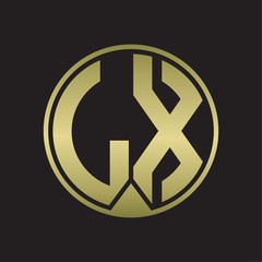 LX Logo monogram circle with piece ribbon style on gold colors
