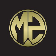 MZ Logo monogram circle with piece ribbon style on gold colors